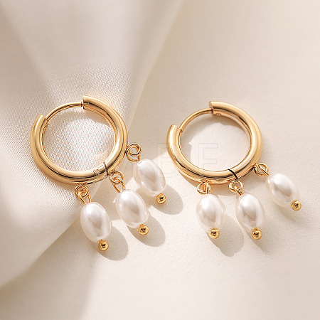 304 Stainless Steel & Imitation Pearl Chandelier Earrings WGDECEE-01-1