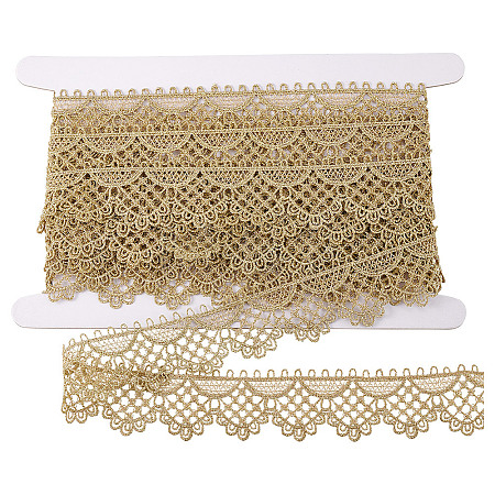 5 Yards Metallic Yarn Flower Lace Trim Ribbons SRIB-HY0001-07A-1