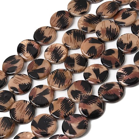 Printed Natural Freshwater Shell Beads Strands SHEL-A006-08-1