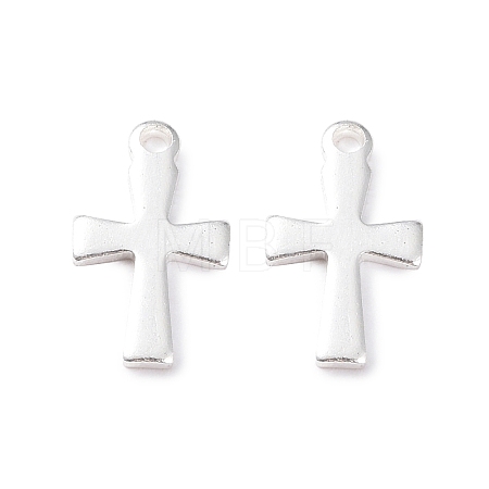 304 Stainless Steel Tiny Cross Charms STAS-L234-077S-1