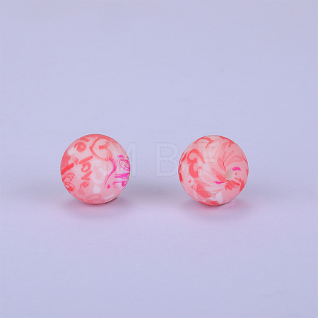 Printed Round Silicone Focal Beads SI-JX0056A-95-1