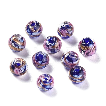 Handmade Gold Sand Lampwork Beads X-LAMP-T006-10B-1