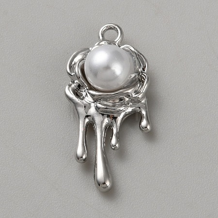 White Series Love Bow Alloy Acrylic Pendant LS-PALLOY-WH0115-01P-14-1