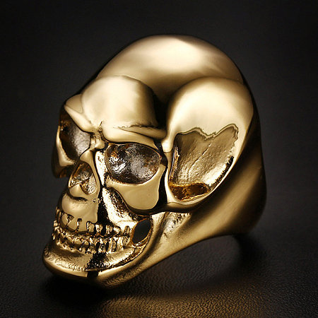 304 Stainless Steel Skull Finger Ring SKUL-PW0002-036B-G-1