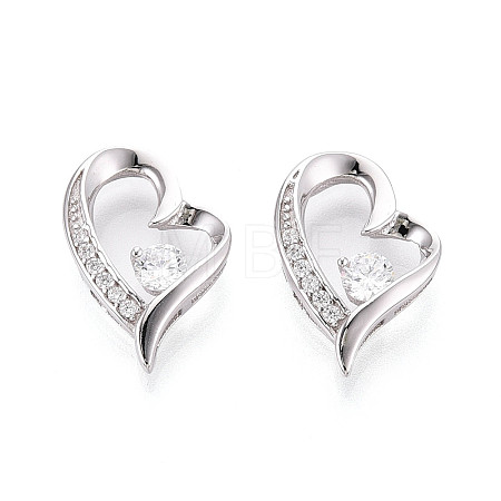 925 Sterling Silver Micro Pave Clear Cubic Zirconia Pendants STER-T008-81B-P-1