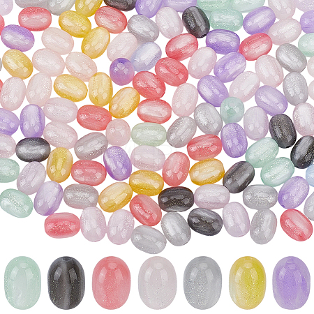 130Pcs Two Tone Resin UV Reactive Beads RESI-PA0001-49-1