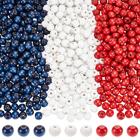 600Pcs 3 Colors Dyed Wood Beads WOOD-SC0002-43-1