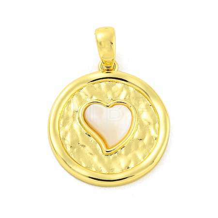 Brass Pave Shell Pendants KK-P263-01A-G-1