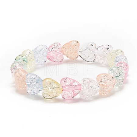 Candy Color Acrylic Heart Beaded Stretch Bracelet for Kids BJEW-JB08241-1