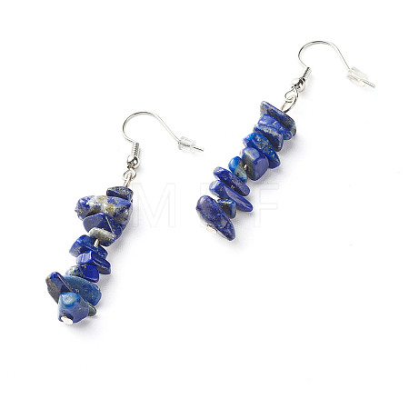 Natural Lapis Lazuli Chip Beads Dangle Earrings EJEW-JE04649-12-1