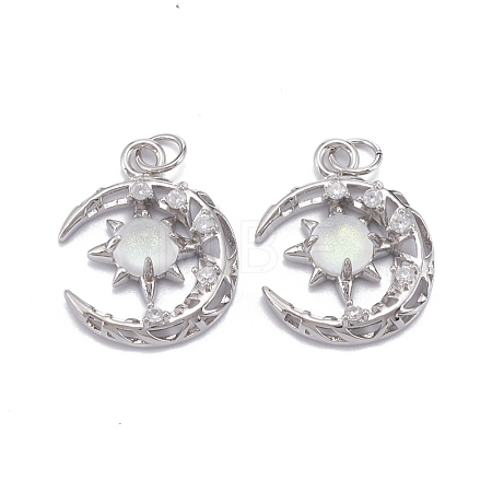 Brass Micro Pave Clear Cubic Zirconia Glass Pendants ZIRC-C024-06P-03-1