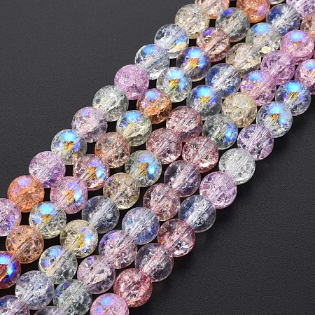 Electroplate Crackle Glass Bead Strands X-GLAA-S192-C-008B-1