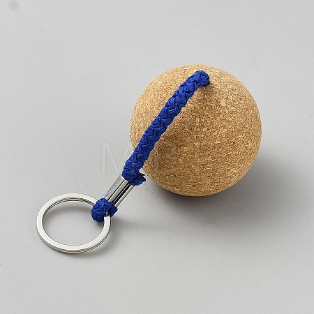 Cork Ball Float Keychain for Boating Fishing Kayaking AJEW-WH0596-033B-1