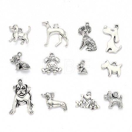 Tibetan Style Alloy Puppy Pendants TIBEP-MSMC021-17AS-1