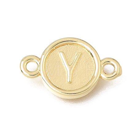 Brass Disc with Initial Links Connector Charms KK-E802-36G-Y-1