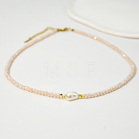 Natural Freshwater Pearl & Glass Beaded Necklaces for Women AC5368-1-1