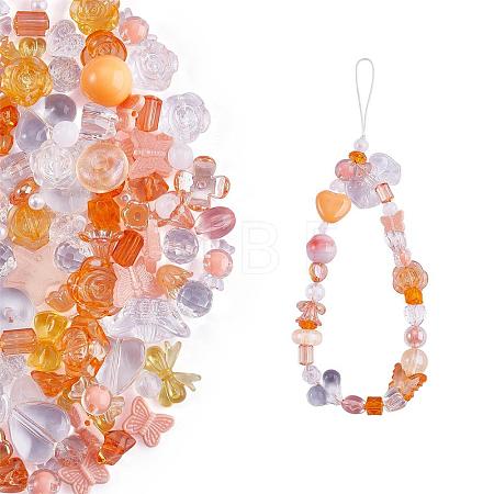 150 Pieces Random Rose Acrylic Beads Bear Pastel Spacer Beads Butterfly Loose Beads for Jewelry Keychain Phone Lanyard Making JX543I-1