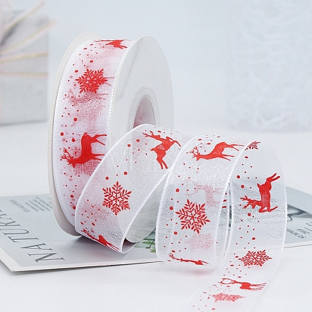 22M Christmas Printed Organza Ribbons XMAS-PW0001-183Q-1