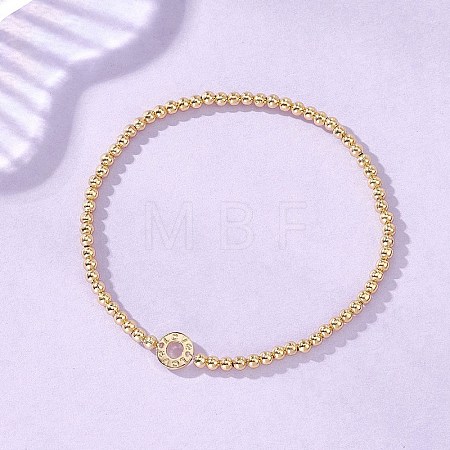 Brass Round Beads Stretch Bracelets BJEW-JB12933-1