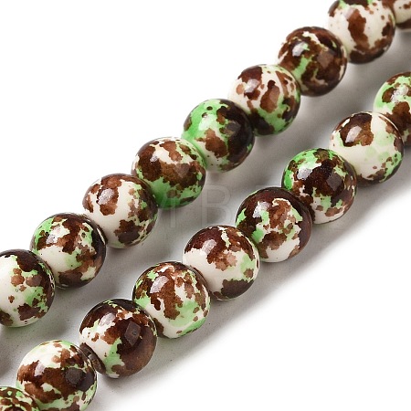 Synthetic Turquoise Dyed Camouflage Beads Strands G-E594-24M-A-1