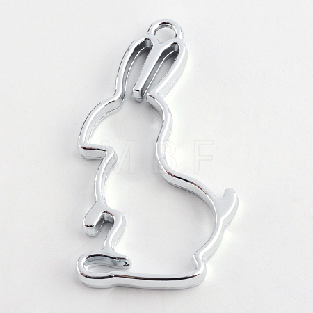 Rack Plating Alloy Rabbit Bunny Open Back Bezel Pendants X-PALLOY-S047-41D-FF-1