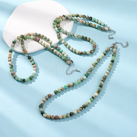 6MM Natural Green Line Jasper Round Beaded Necklaces GG-CBAA808-02P-A-1