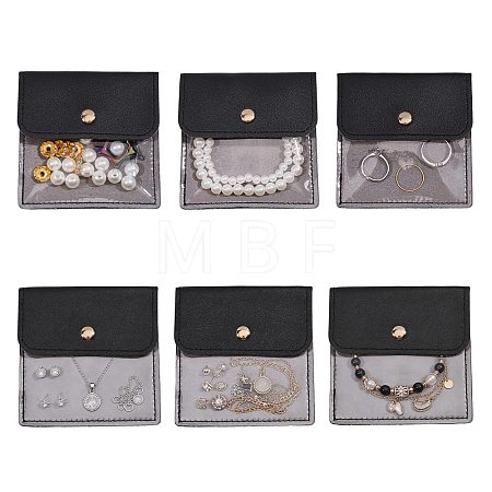 6Pcs PU Leather with PVC Pouches with Snap Button ABAG-WH0072-036A-1