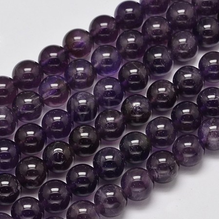 Natural Amethyst Round Bead Strands X-G-M304-18-10mm-1