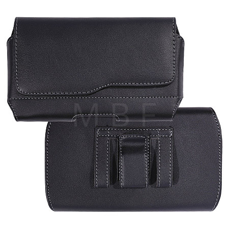 Rectangle Cowhide Mobile Phone Waist Belt Pouches AJEW-WH0596-952-1