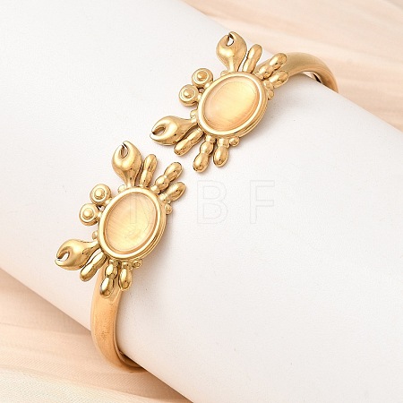 304 Stainless Steel Cat Eye Cuff Bangles BJEW-L719-02B-G-1
