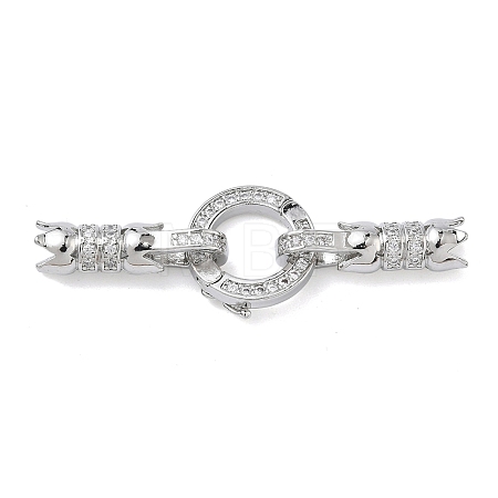 Ring Brass Micro Pave Clear Cubic Zirconia Fold Over Clasps KK-Z143-12P-1