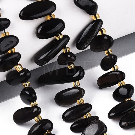 Natural Silver Sheen Obsidian Beads Strands G-Z091-A38-1