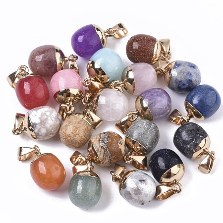 Top Golden Plated Natural & Synthetic Mixed Gemstone Pendants G-T131-03-1