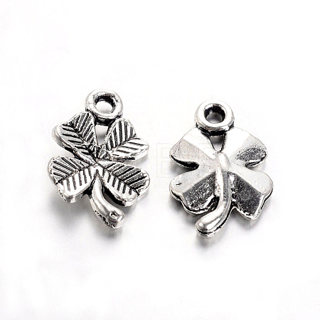 Tibetan Style Alloy Clover Charms X-TIBEP-2765-AS-RS-1