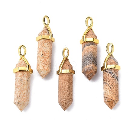 Natural Picture Jasper Pointed Pendants G-G025-01G-39-1