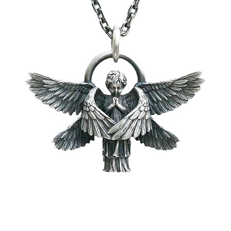 Alloy Angel Wing Pendant Necklaces for Unisex WGCF23F-01-1
