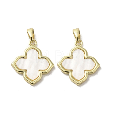 Brass Pave Shell Pendants X-KK-I708-14H-G-1