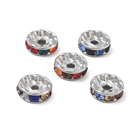304 Stainless Steel Rhinestone Spacer Beads RB-CBA18B7-01P-07-1