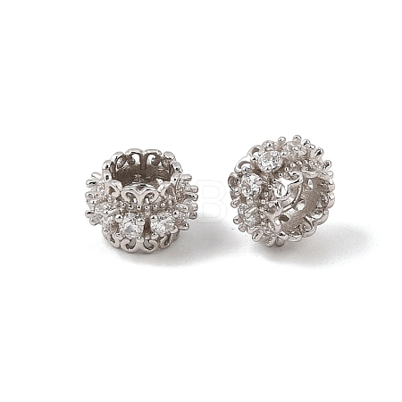 925 Sterling Silver Pave Clear Cubic Zirconia Spacer Beads SE-CBAF1B2-04P-1
