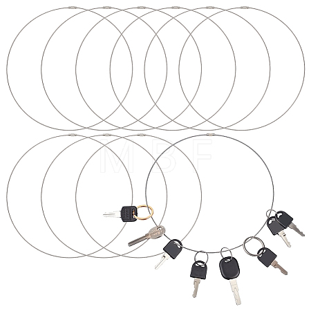 10Pcs Stainless Steel Cable Wire Keychains STAS-ME0003-35-1