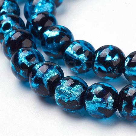 Handmade Silver Foil Lampwork Beads Strands FOIL-L016-A06-1