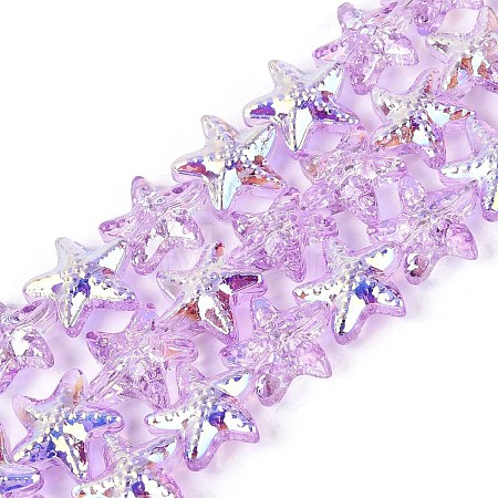 Electroplate Transparent Glass Beads Strands EGLA-Q136-01A-12-1