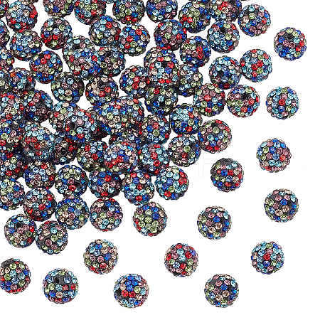 100Pcs Polymer Clay Pave Rhinestone Beads RB-PH0001-38B-1