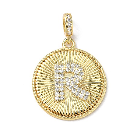 Brass Micro Pave Clear Cubic Zirconia Pendants KK-L253-17G-R-1