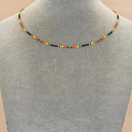 Vintage Round Glass Seed Beaded Necklaces for Women KY5585-4-1