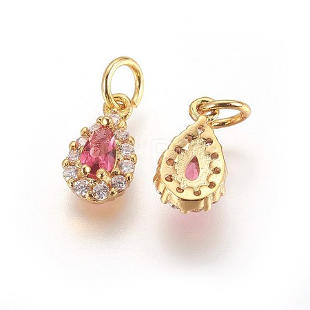 Brass Cubic Zirconia Charms KK-E772-14A-G-1