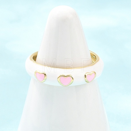 Brass Enamel Cuff Open Rings RJEW-P190-01G-01-1