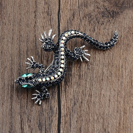 Gecko Rhinestone Brooch Pin PW-WG99E82-01-1
