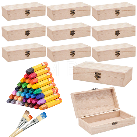 Wooden Packing Boxes with Hinged Lid and Clasps CON-WH0100-37-1