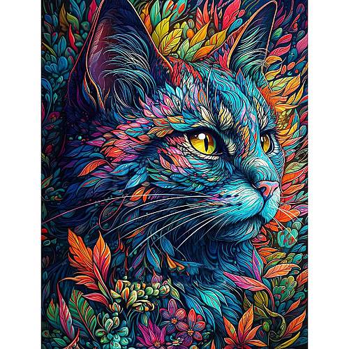 AB Color Flower Cat DIY Diamond Painting Kit PW-WG80731-06-1